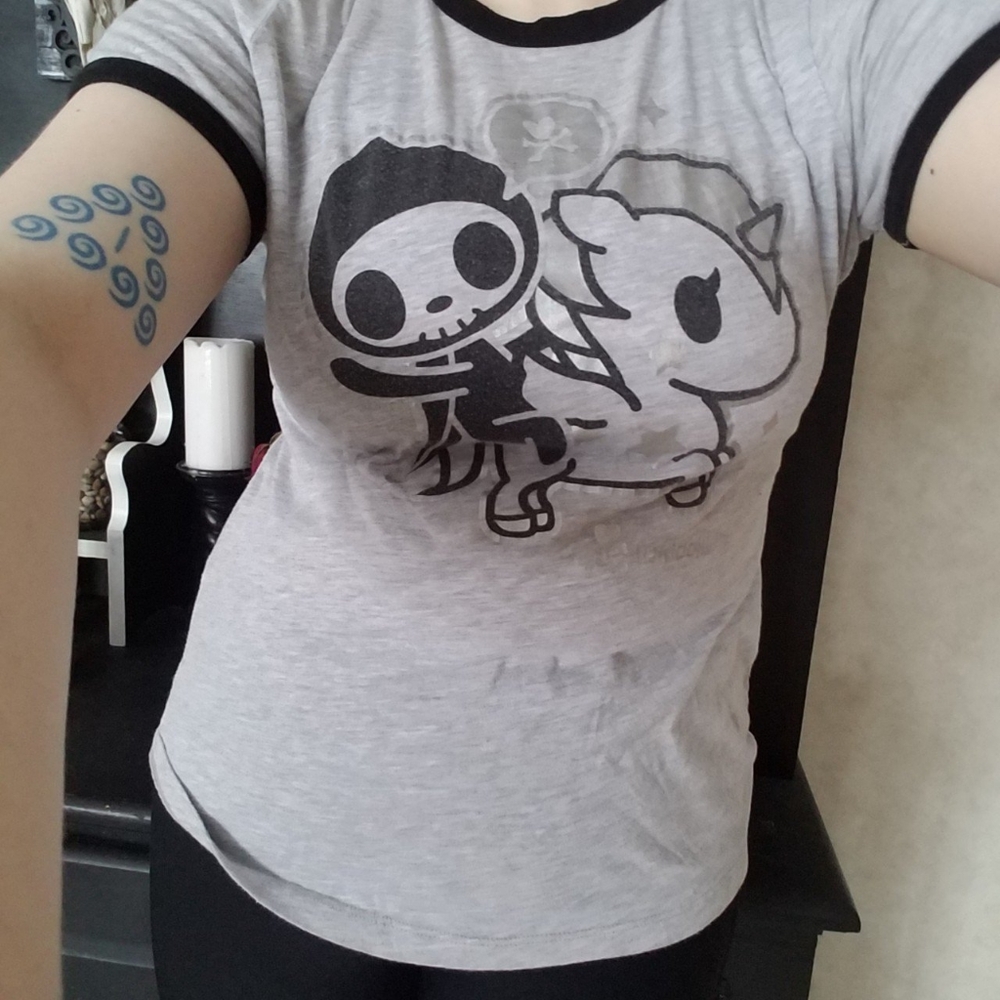 Tokidoki Reaper Unicorno Heather Gray Graphic Tee